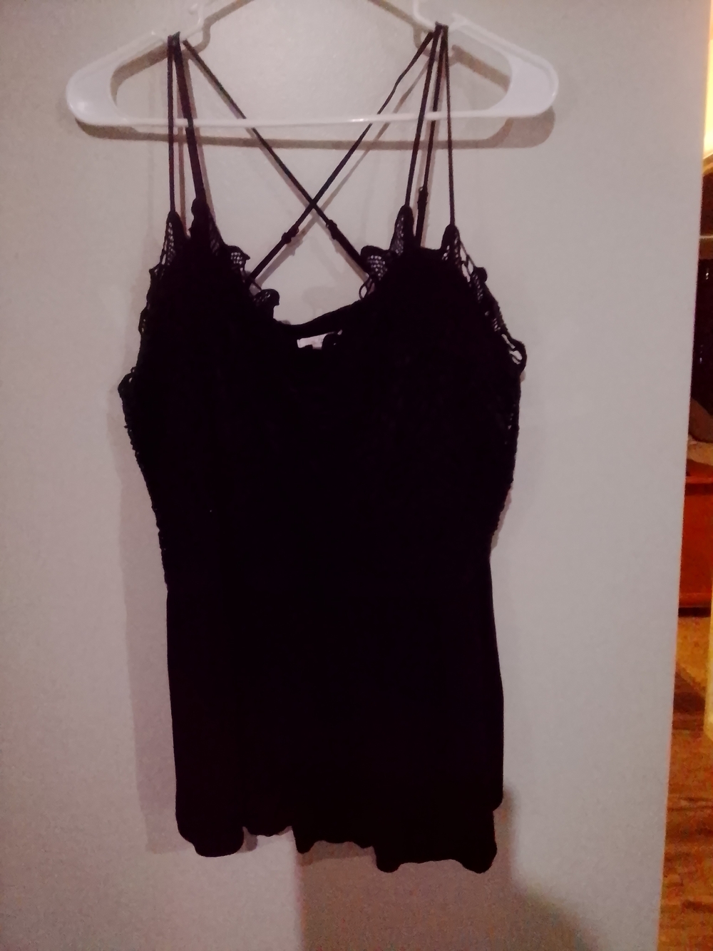 Maurices Black Lace Cami with Crossed Back Straps